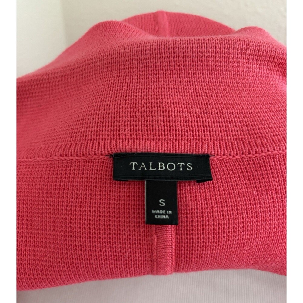 Talbots Women Bright  Pink Knitted Blazer Jacket  Size S Button Down - Picture 5 of 9
